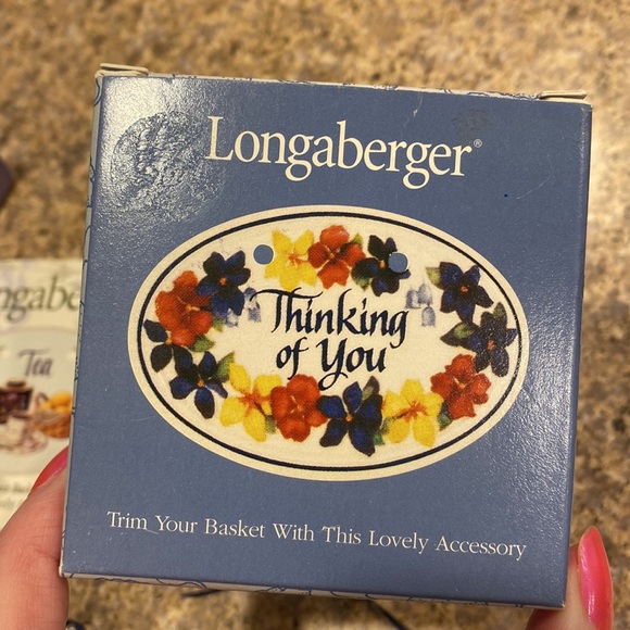 3 Longaberger Tie On Ceramic Accesories Thinking of You / Mail and Tea - Picture 11 of 13